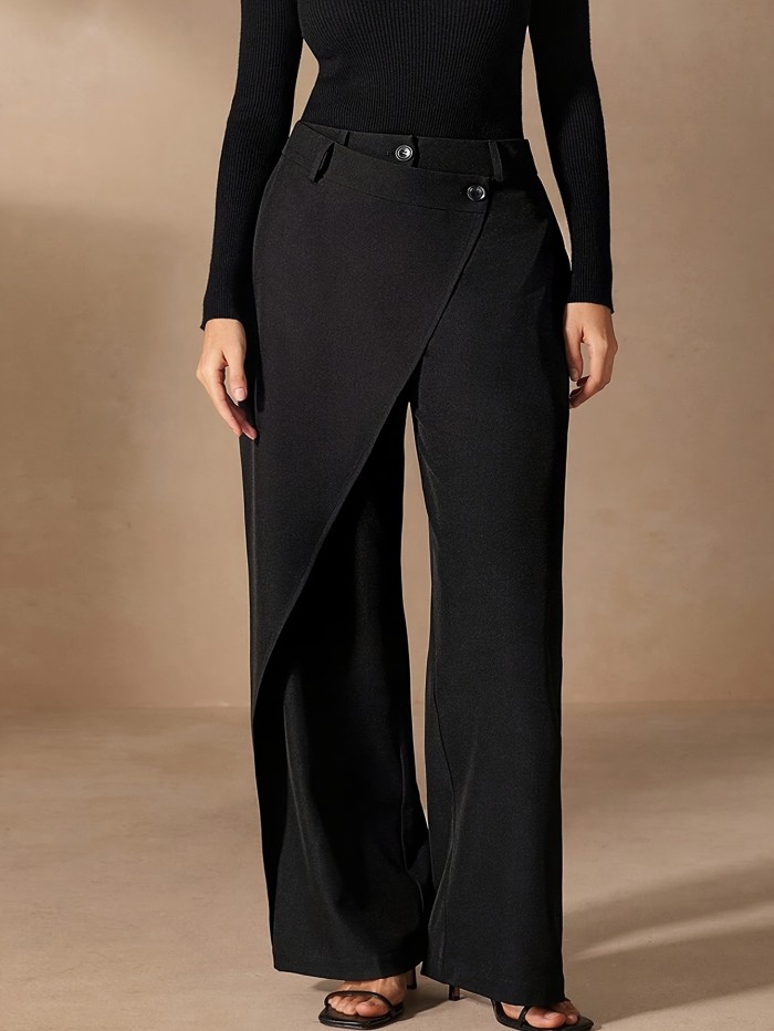 Casual Wide-Leg Pants with an Irregular Patchwork Design, Perfect for Commuting.
