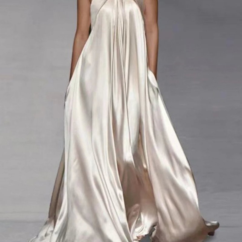 Women's Formal Elegant Solid Color  Halter Neck Casual Sleeveless Dress