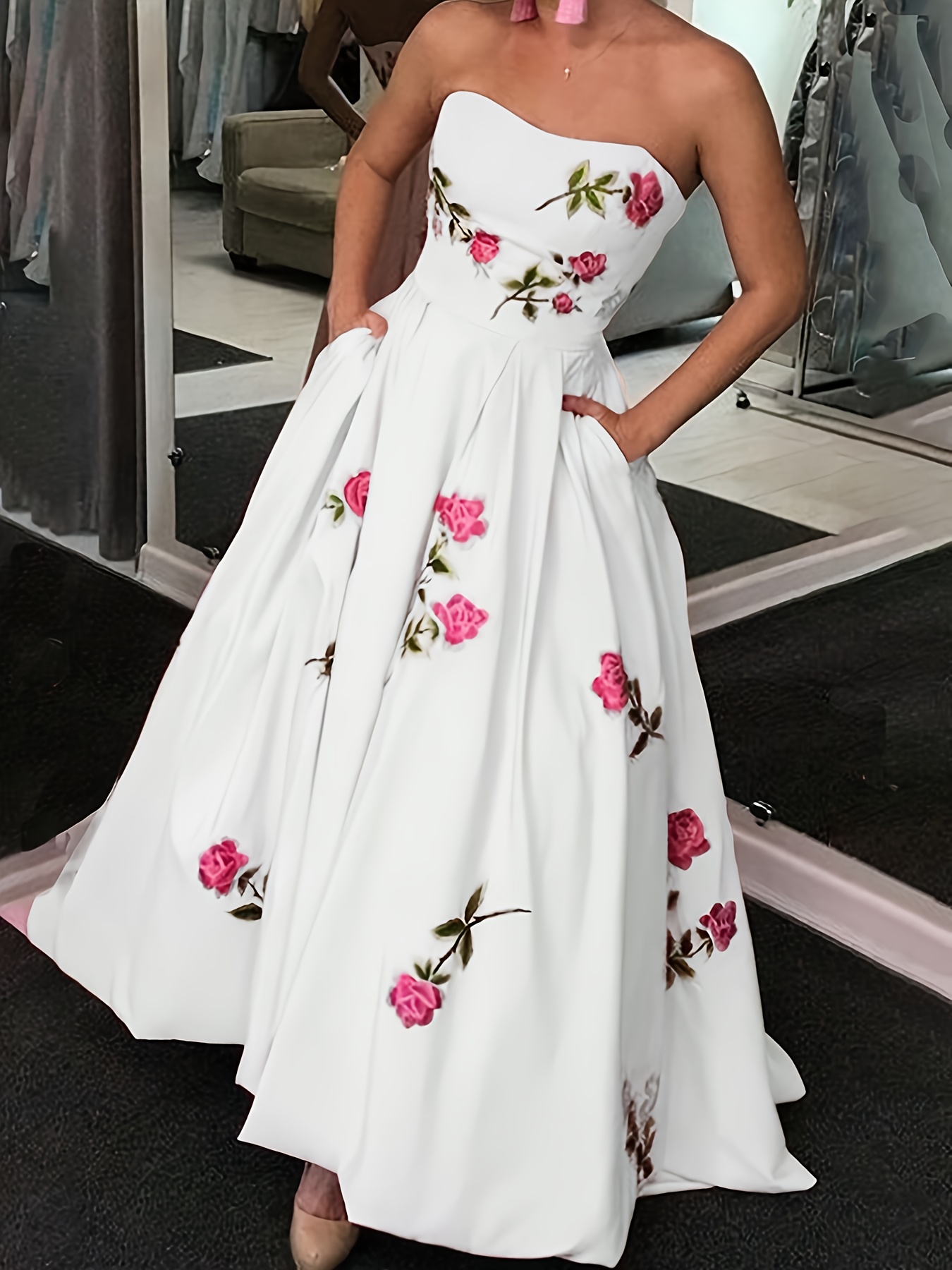 Elegant A-Line Women's Elegant A-Line Floral Print Sleeveless Dress
