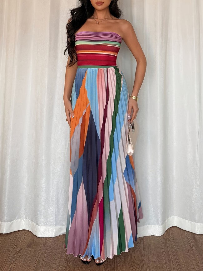 Women's Sexy Strapless High-Waisted Maxi Dress
