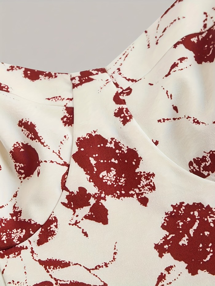 Fashion Floral Print Strapless Dress