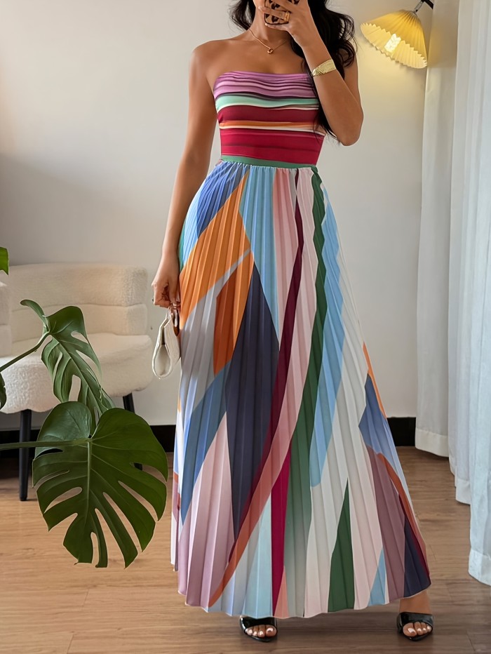 Women's Sexy Strapless High-Waisted Maxi Dress