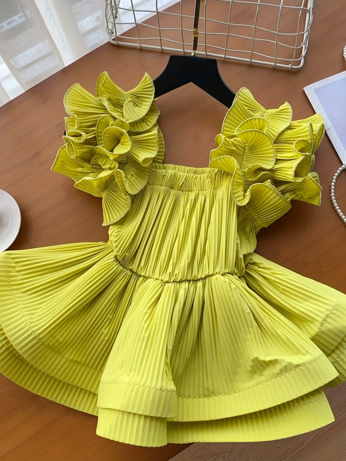 Elegant Off-Shoulder Pleated Blouse with Ruffle Detail - Chic Solid Color, Tie-Waist Design, Perfect for Spring\u002FSummer, Adult Women'S Fashion, Casual Attire|Ruffle Detail Top| Shirting styl