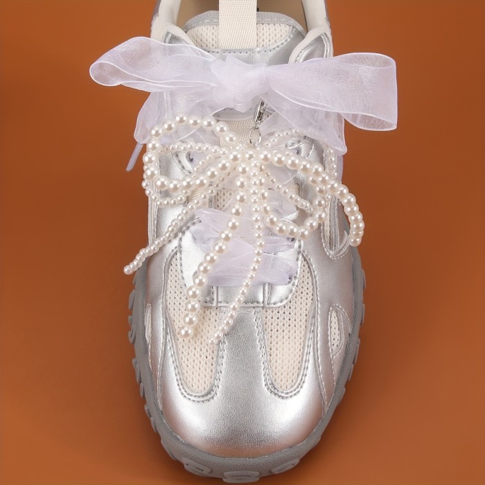 1\u002F2pcs Elegant Imitation Pearl Bow Tassel - Fashion DIY Shoe Decoration, Handbag & Phone Accessory, Suitable for Sports Shoes, Boots