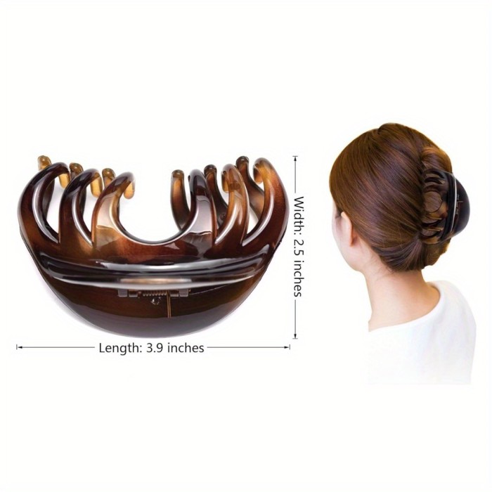 Women's Long Hair Claw Clip - Secure Grip for Thick, Curly, Voluminous Hair - Elegant Brown clip for Updos, Downstyles, Everyday & Special Occasions - Durable Hair Claw Grip, Updo Hairstyles, Glossy Finish, Formal Hairstyle Accessory
