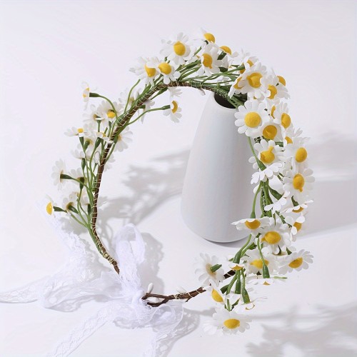 Boho Chic Ribbon Hairband Boho Chic White Daisy Ribbon Hairband - Perfect for Parties, Festivals & Beach Weddings