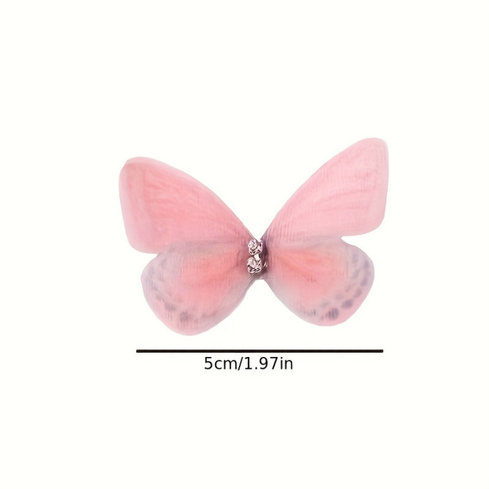 100pcs Mini Fabric Butterflies, 3D Simulation Pastel Butterfly Decorations, Suitable for DIY Crafts, Headwear, Photography Props and Decorations