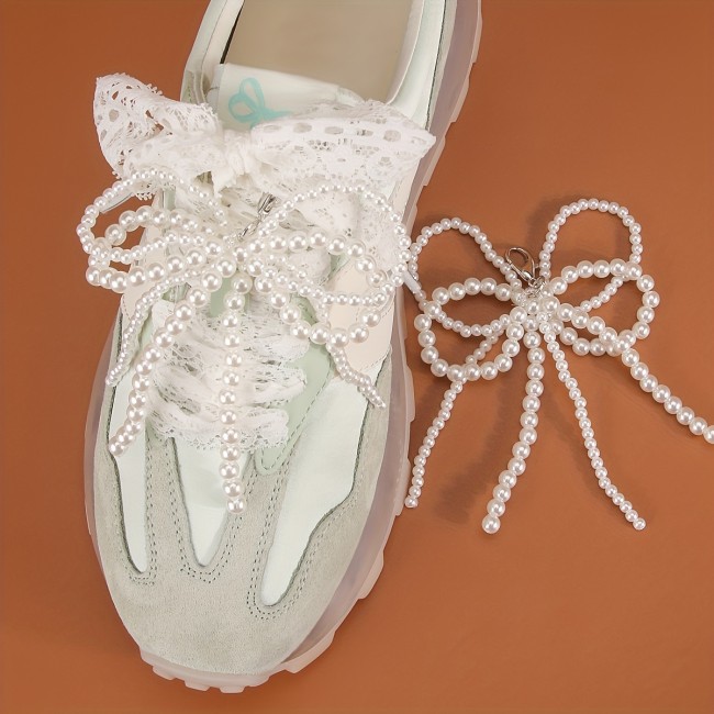 1\u002F2pcs Elegant Imitation Pearl Bow Tassel - Fashion DIY Shoe Decoration, Handbag & Phone Accessory, Suitable for Sports Shoes, Boots