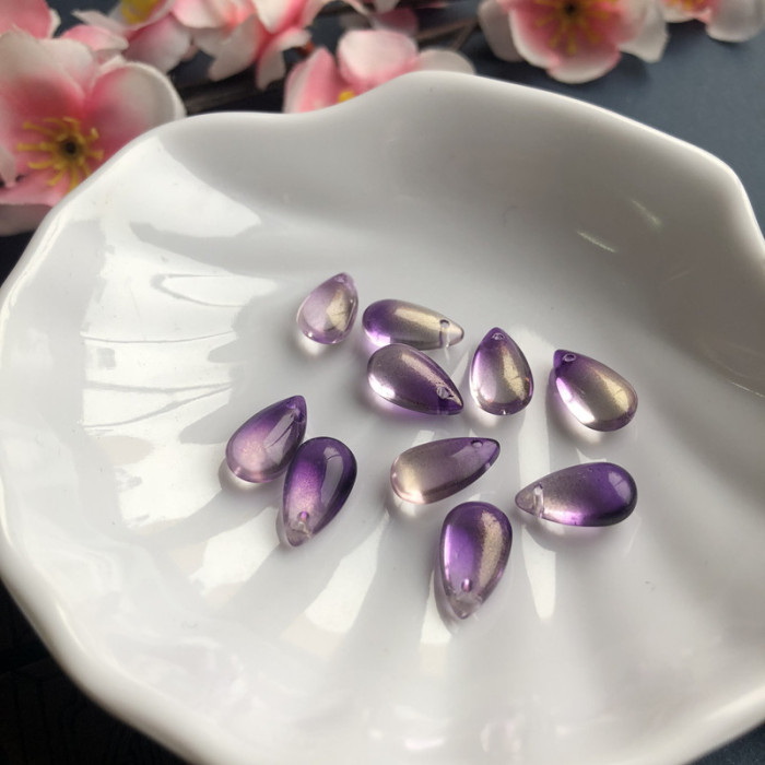 20pcs 8*15mm Large Teardrop Pendant Bead Transparent Glass Diy Handmade Beads For Jewelry Making Hairpin Accessories