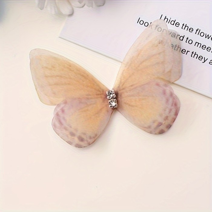 100pcs Mini Fabric Butterflies, 3D Simulation Pastel Butterfly Decorations, Suitable for DIY Crafts, Headwear, Photography Props and Decorations