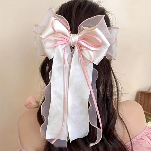 1pc New Super Fairy Multi-Layer Bow Hair Clip Spring Clip Back of Head Hair Decoration Premium Feeling Temperament Headdress, Suitable for Banquet Party Dating, Valentine'S Day, Mother'S Day