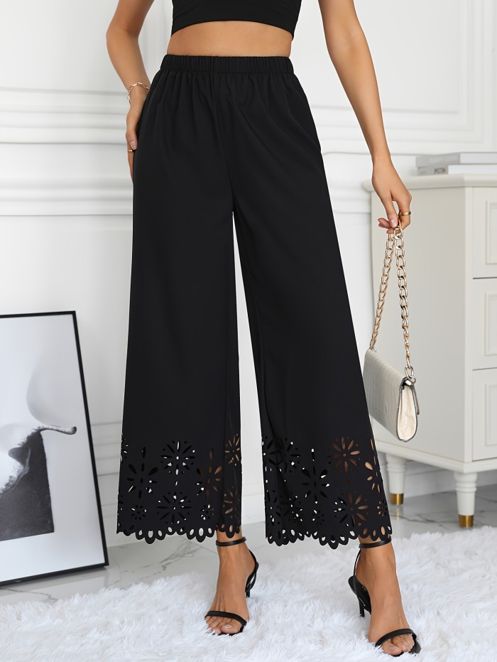 Loose Solid Color Lace Pants