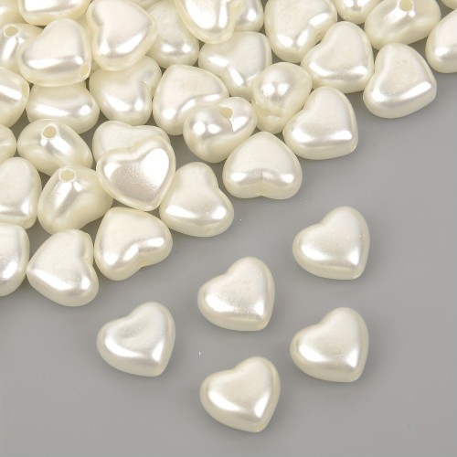 50pcs 8mm White Heart-Shaped Acrylic Spacer Beads - Glossy Uniform Beads for Jewelry Making DIY, Bracelets, Necklaces, Earrings & Keychains - Decorative Craft Supplies, Spacer Beads for Jewelry Making, Handmade Accessories, Elegant Design, Smooth Finish, DIY Enthusiasts