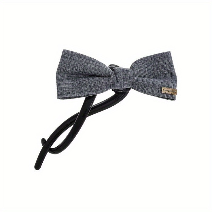 Women's Korean Denim Hair Clip - Twisted Clip with Bow, Non-Slip Hairpin for Updos, Ponytails, Buns - Casual & Formal Events (Denim Blue\u002FGray) - Elegant Hair Accessories, Bunmaking Tools