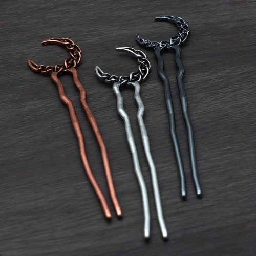 A Vintage Hair Clip With A Simple Moon Design, Combined With A Golden Hairpin Holder, Anti-slip Hair Styling For, A Gift