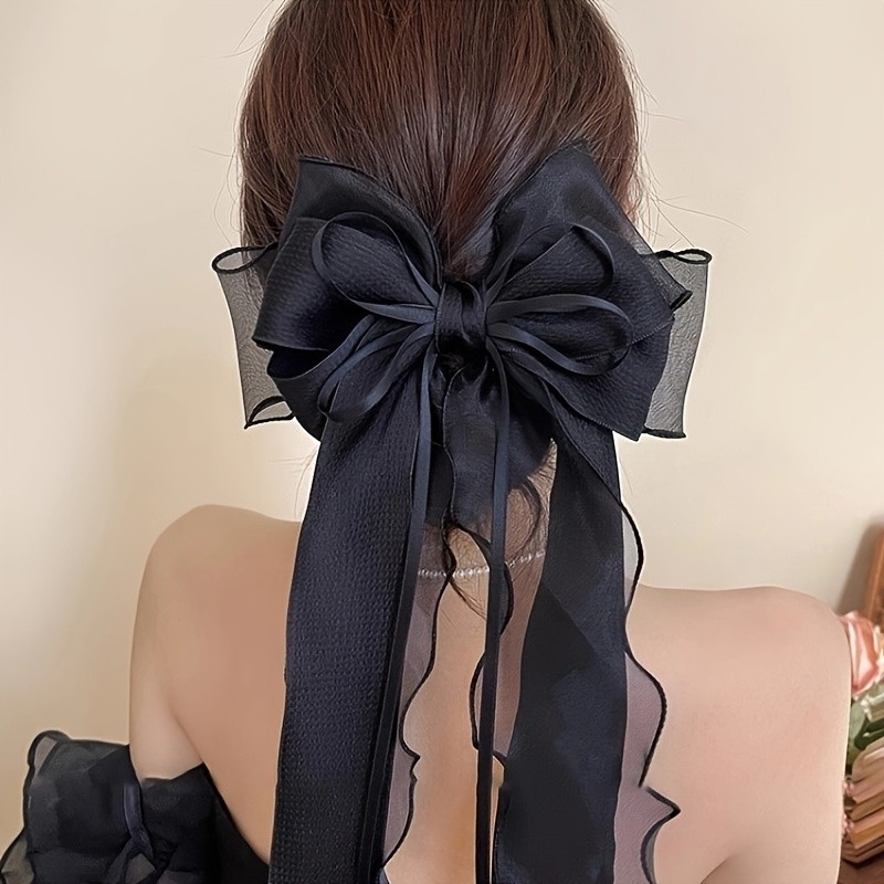 1pc New Super Fairy Multi-Layer Bow Hair Clip Spring Clip Back of Head Hair Decoration Premium Feeling Temperament Headdress, Suitable for Banquet Party Dating, Valentine'S Day, Mother'S Day