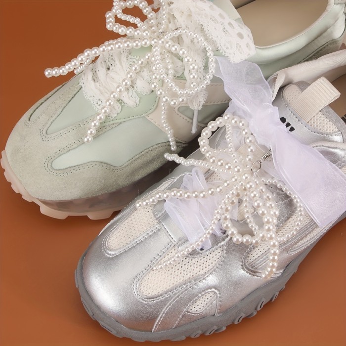 1\u002F2pcs Elegant Imitation Pearl Bow Tassel - Fashion DIY Shoe Decoration, Handbag & Phone Accessory, Suitable for Sports Shoes, Boots