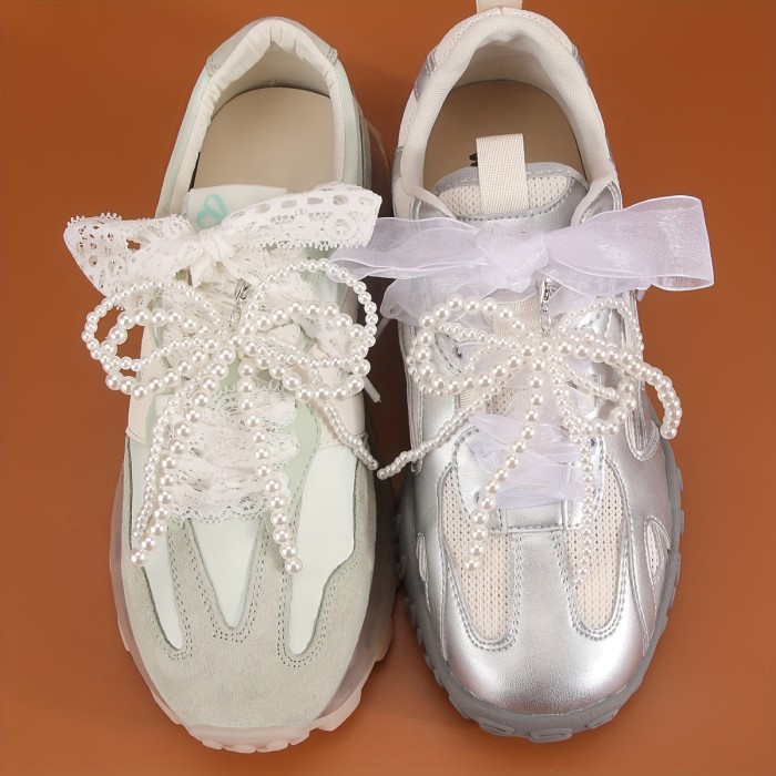 1\u002F2pcs Elegant Imitation Pearl Bow Tassel - Fashion DIY Shoe Decoration, Handbag & Phone Accessory, Suitable for Sports Shoes, Boots