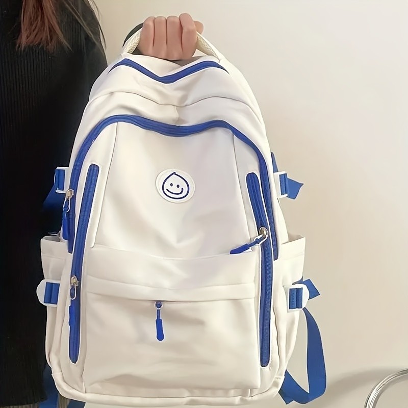 Japanese Contrasting Backpack Lightweight Contrasting Color Backpack - Japanese Multi-layered Design Large-capacity Computer Bag for Men and Women