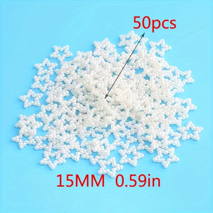 50pcs 15mm Star-Shaped Pearl Beads for DIY Jewelry Making - Plastic Craft Supplies