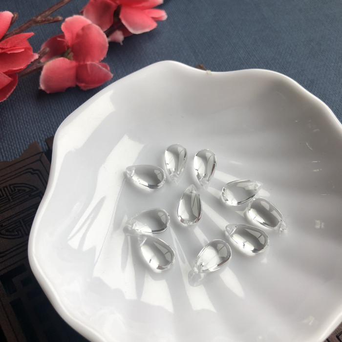 20pcs 8*15mm Large Teardrop Pendant Bead Transparent Glass Diy Handmade Beads For Jewelry Making Hairpin Accessories