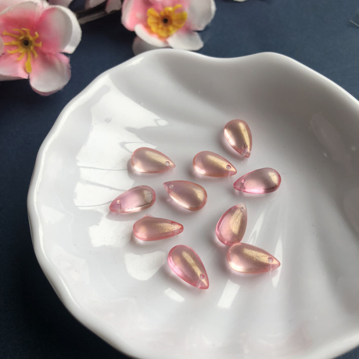 20pcs 8*15mm Large Teardrop Pendant Bead Transparent Glass Diy Handmade Beads For Jewelry Making Hairpin Accessories