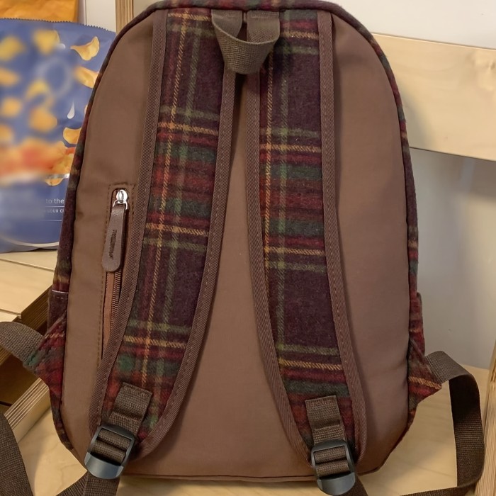 Women's Preppy Style Backpack - Adjustable Straps, Nylon Material, Zipper Closure, Polyester Lining - Functional Fashion Accessory in Red Plaid - For College Students & Fashionistas - Perfect for School, Work, Travel