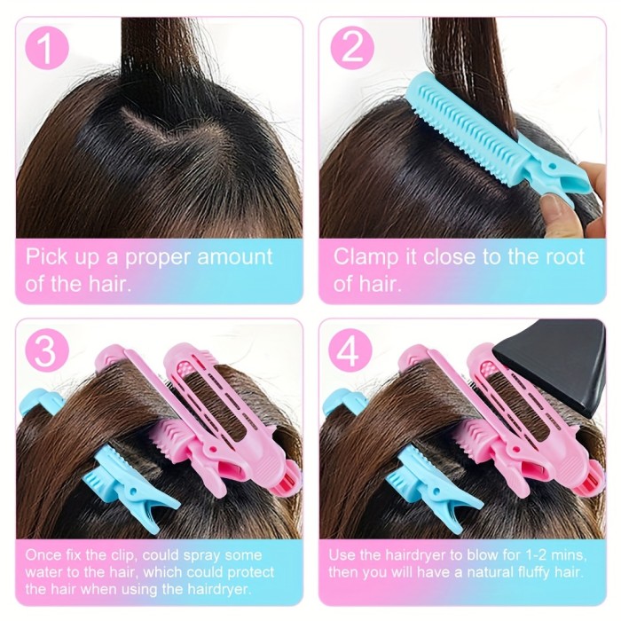 8pcs Self-Grip Fluffy Volumizing Hair Root Clips - Instant Bangs and DIY Hair Rollers For Women