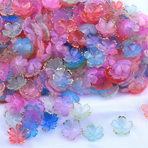 Assorted Colors 50pcs 19mm Acrylic Bead Flowers - DIY Crafting, Jewelry Making Supplies for Women, Fashion Accessories