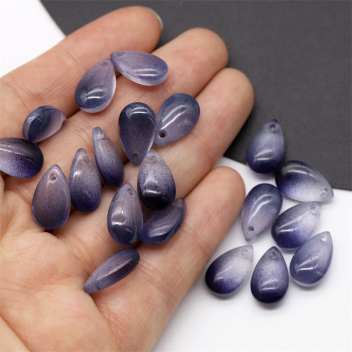 20pcs 8*15mm Large Teardrop Pendant Bead Transparent Glass Diy Handmade Beads For Jewelry Making Hairpin Accessories