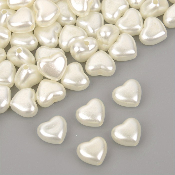 50pcs 8mm White Heart-Shaped Acrylic Spacer Beads - Glossy Uniform Beads for Jewelry Making DIY, Bracelets, Necklaces, Earrings & Keychains - Decorative Craft Supplies, Spacer Beads for Jewelry Making, Handmade Accessories, Elegant Design, Smooth Finish, DIY Enthusiasts