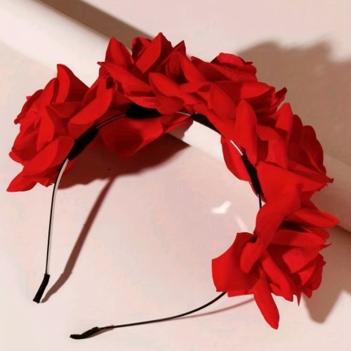 1pc Simulation Velvet Rose Headband Flower Hair Band Head Hoop Hair Accessories For Female Women, Carnival\u002FMardi Gras\u002FMasquerade