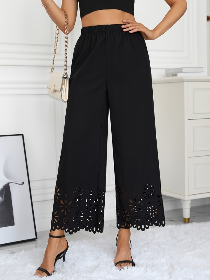 Loose Solid Color Lace Pants