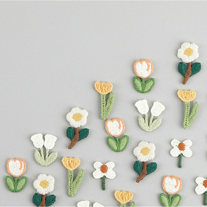 10pcs Mixed Color Embroidered Lace Flower Appliques, Tri-Color Water Soluble Patches for DIY Hair Clips, Necklaces, Clothing, and Home Crafts Accessories - Floral Theme Embellishments