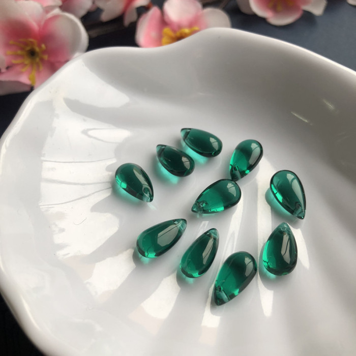 20pcs 8*15mm Large Teardrop Pendant Bead Transparent Glass Diy Handmade Beads For Jewelry Making Hairpin Accessories