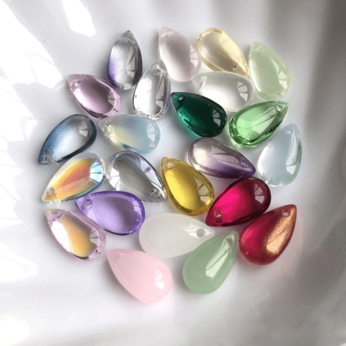 20pcs 8*15mm Large Teardrop Pendant Bead Transparent Glass Diy Handmade Beads For Jewelry Making Hairpin Accessories