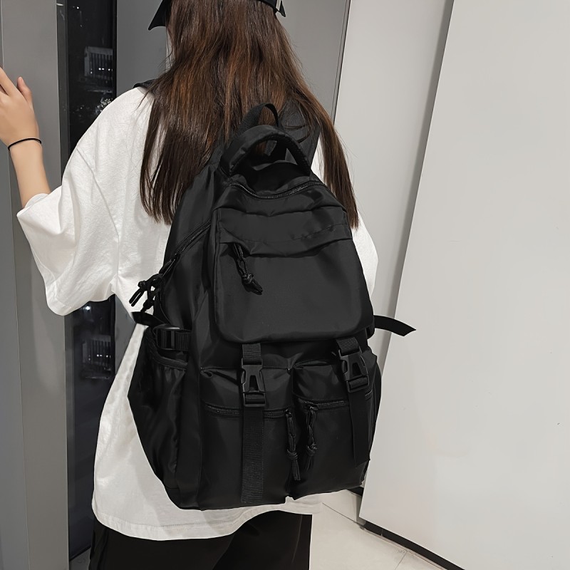 Solid Color Women's Functional Backpack