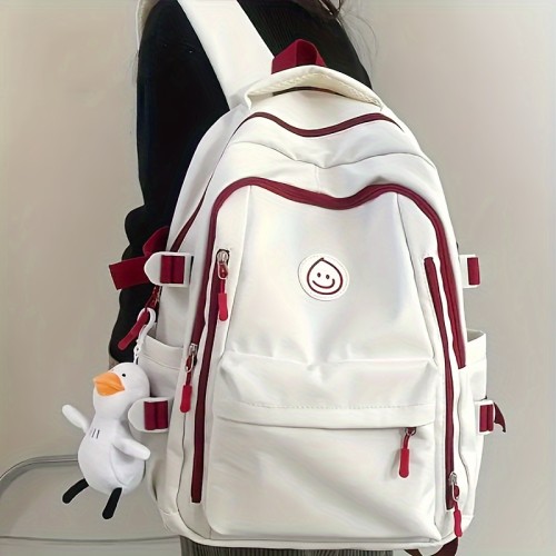 Japanese Contrasting Backpack Lightweight Contrasting Color Backpack - Japanese Multi-layered Design Large-capacity Computer Bag for Men and Women