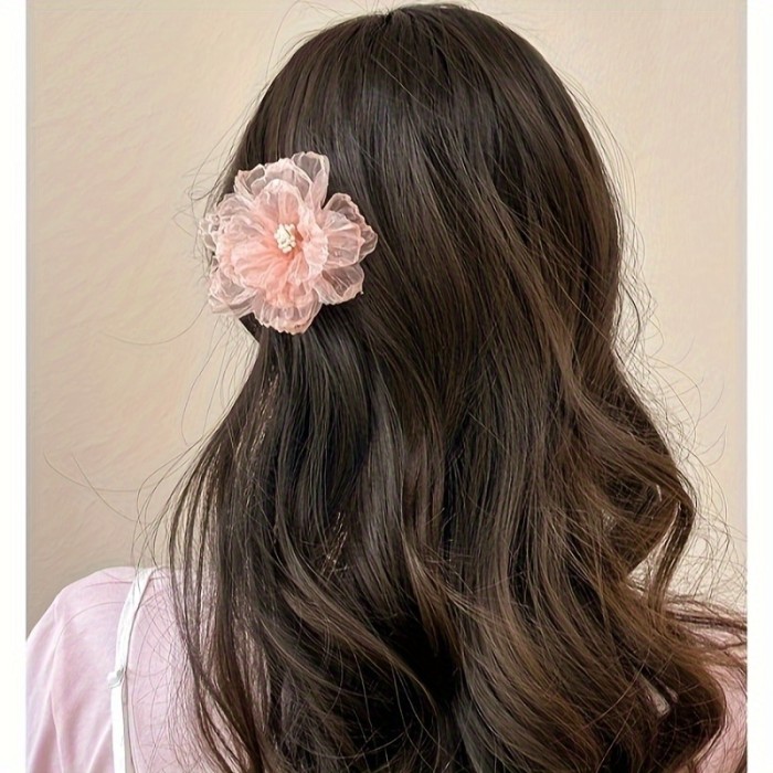 Exquisite Camellia Flower Hair Clip - Trendy Bangs Clip for Women, Vintage Inspired, Daily Wear, Decorative Side Clip Barrette with Elegant Design