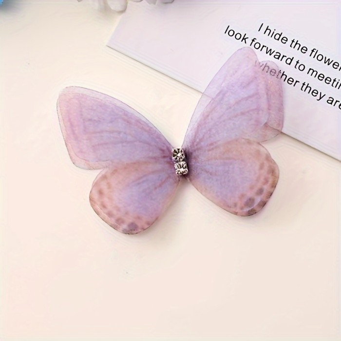 100pcs Mini Fabric Butterflies, 3D Simulation Pastel Butterfly Decorations, Suitable for DIY Crafts, Headwear, Photography Props and Decorations