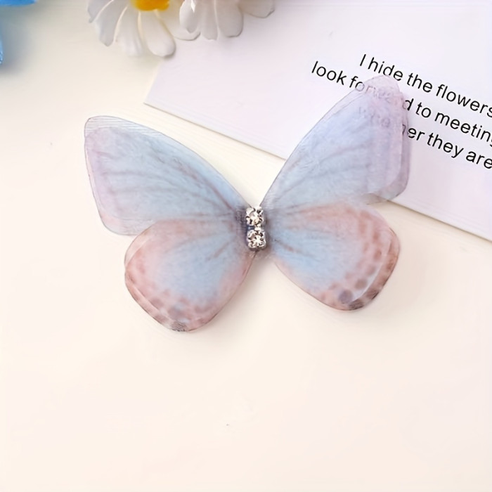 100pcs Mini Fabric Butterflies, 3D Simulation Pastel Butterfly Decorations, Suitable for DIY Crafts, Headwear, Photography Props and Decorations