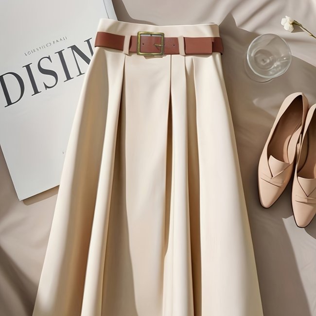 Women's Summer Sexy Button Up High Waisted A Line Skirt with Belts main image 1