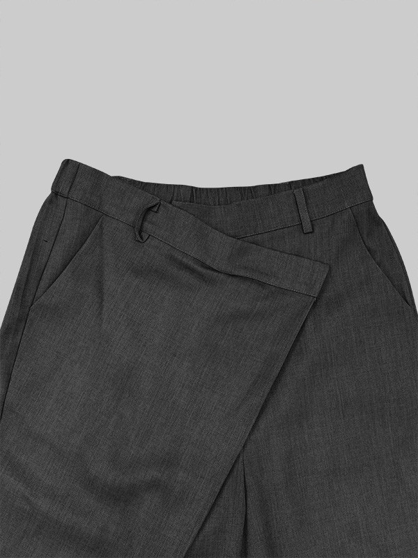 Split-Joint Solid Color Asymmetric Wide Leg Loose Trousers Suit Pants