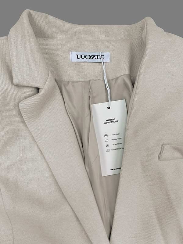 Long Sleeves Loose Pockets Solid Color Split-Joint Notched Collar Blazer Outerwear