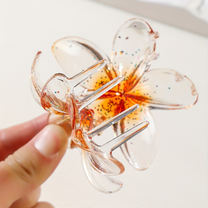 1pc Women'S Gradient Sequin Flower Large Hair Claw, Bohemian Shark Clip, Simple and Elegant, Suitable for Daily Use and Holiday Wear, Mother'S Day Gift