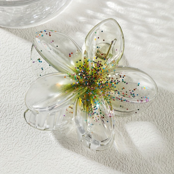 1pc Women'S Gradient Sequin Flower Large Hair Claw, Bohemian Shark Clip, Simple and Elegant, Suitable for Daily Use and Holiday Wear, Mother'S Day Gift