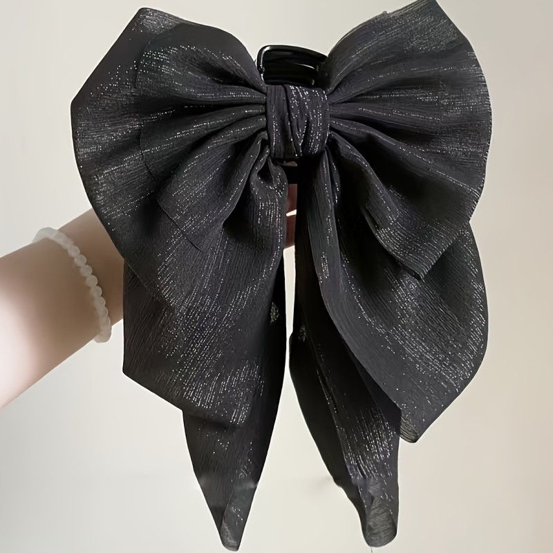 Bowknot Black Hair Clip, Retro Simple Hair Accessories For Teen Girls