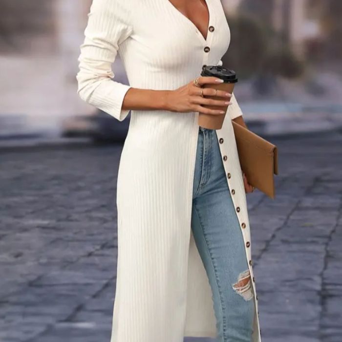Stylish Long Sleeve Plain Front Button Lapel Collar Shirt