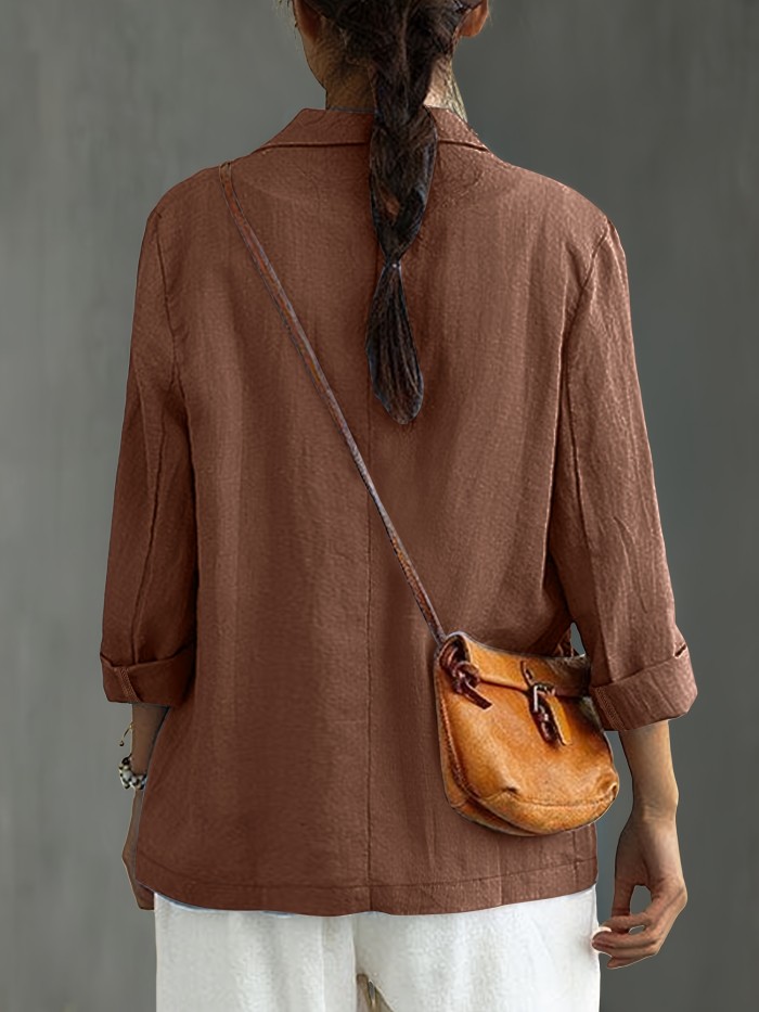 Elegant Blazer Versatile Plus Size Long-Sleeve Blazer for Women