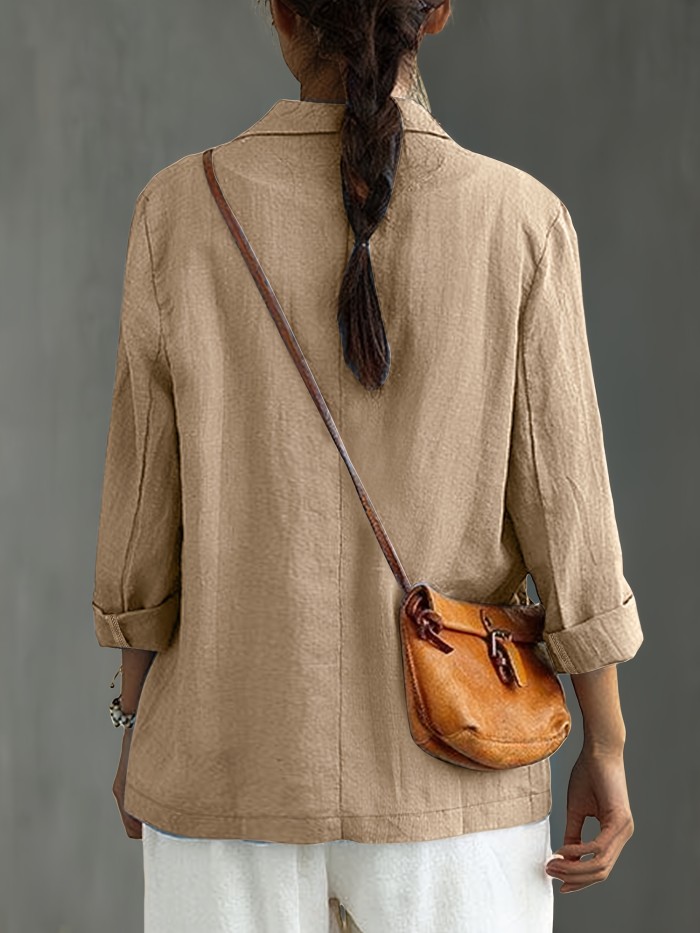 Elegant Blazer Versatile Plus Size Long-Sleeve Blazer for Women